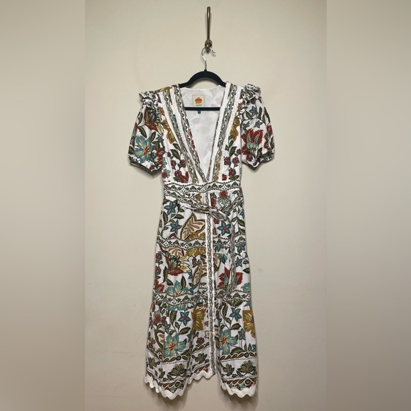 Farm Rio Off-White Botanicals Belted Midi Dress - Picture 6 of 9